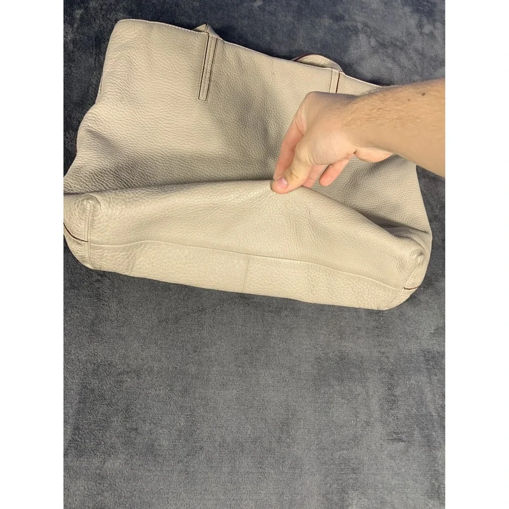 Kate Spade New York Westcott Large Tote Bag Cream Pebbled Leather Top Zip